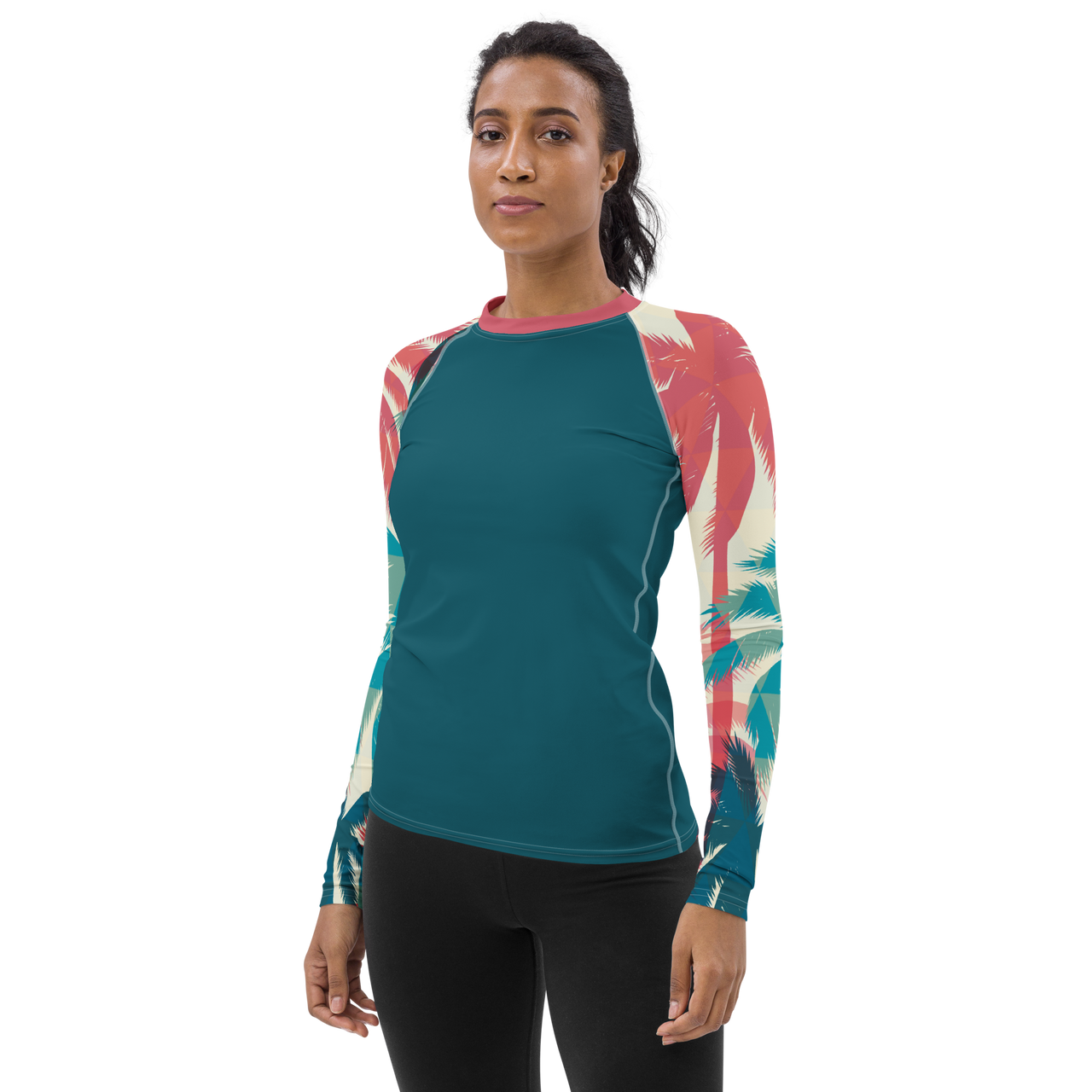 FYC - Women's Palm Season Sleeve Performance Rash Guard UPF 40+ - 1 COLOR -