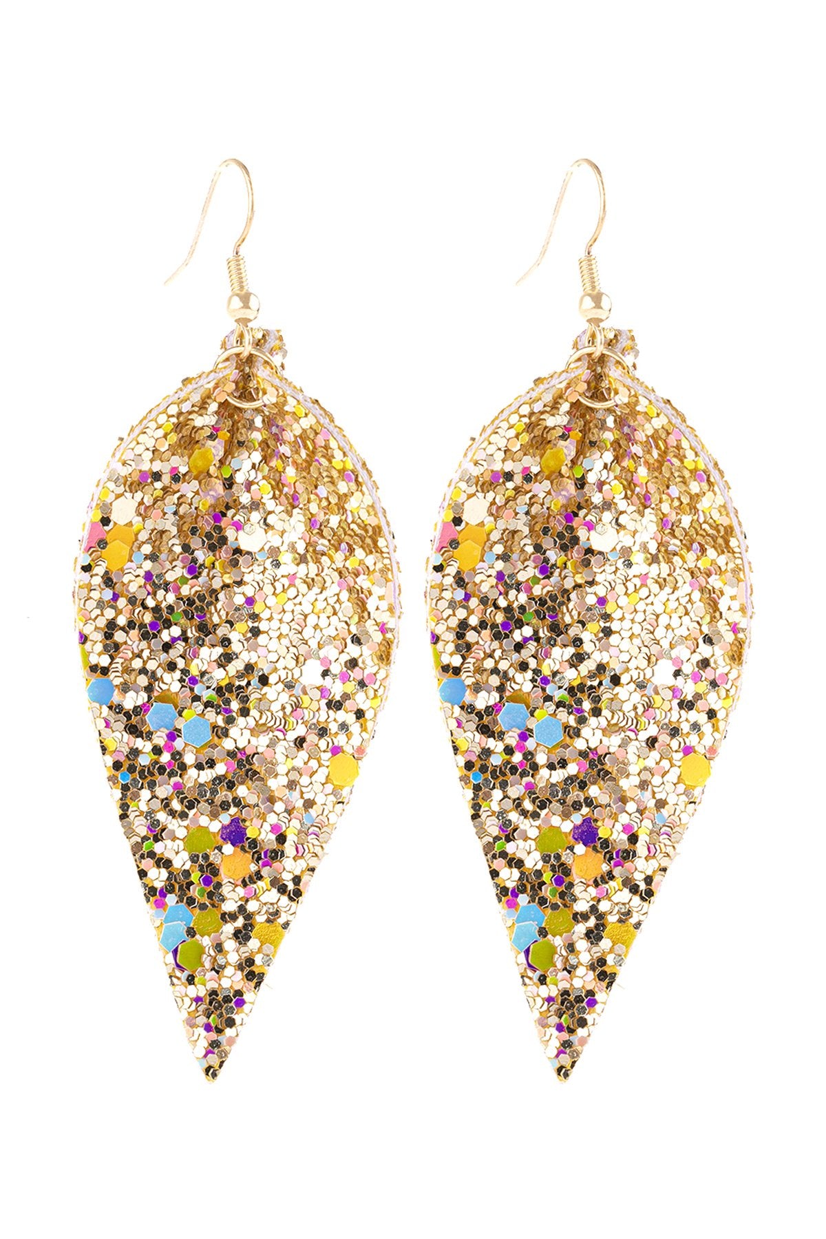 Pinched Sequin Leather Drop Earrings - 8 COLORS