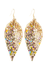 Thumbnail for Pinched Sequin Leather Drop Earrings - 8 COLORS