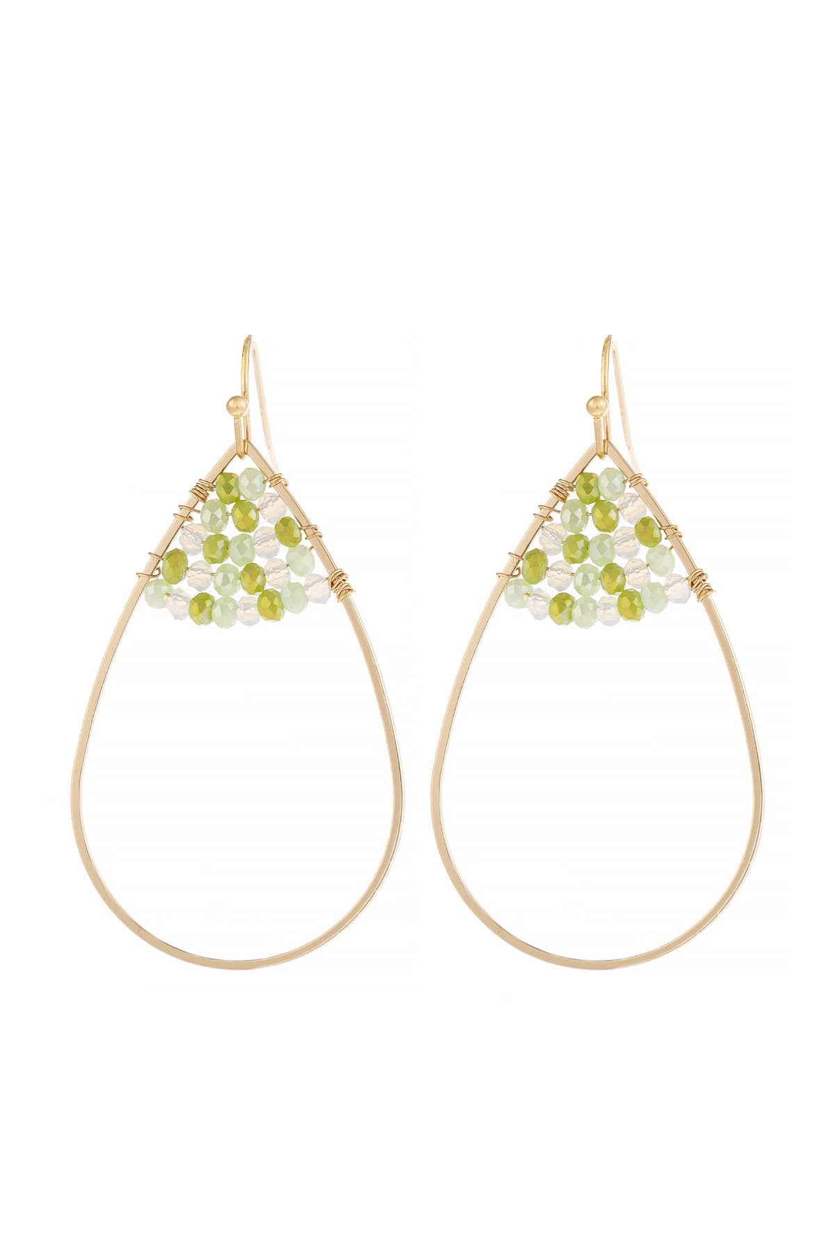 Open Teardrop With Rondelle Beads Earrings - 13 COLORS -