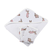 Thumbnail for Newcastle - Powder Pink Bunnies Bamboo Hooded Towel and Washcloth Set - 1 COLOR -