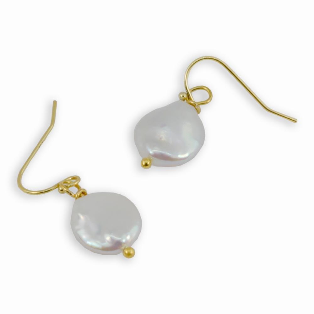 Christy Jean - Freshwater Coin Pearl Sterling Silver Earrings - 2 COLORS -