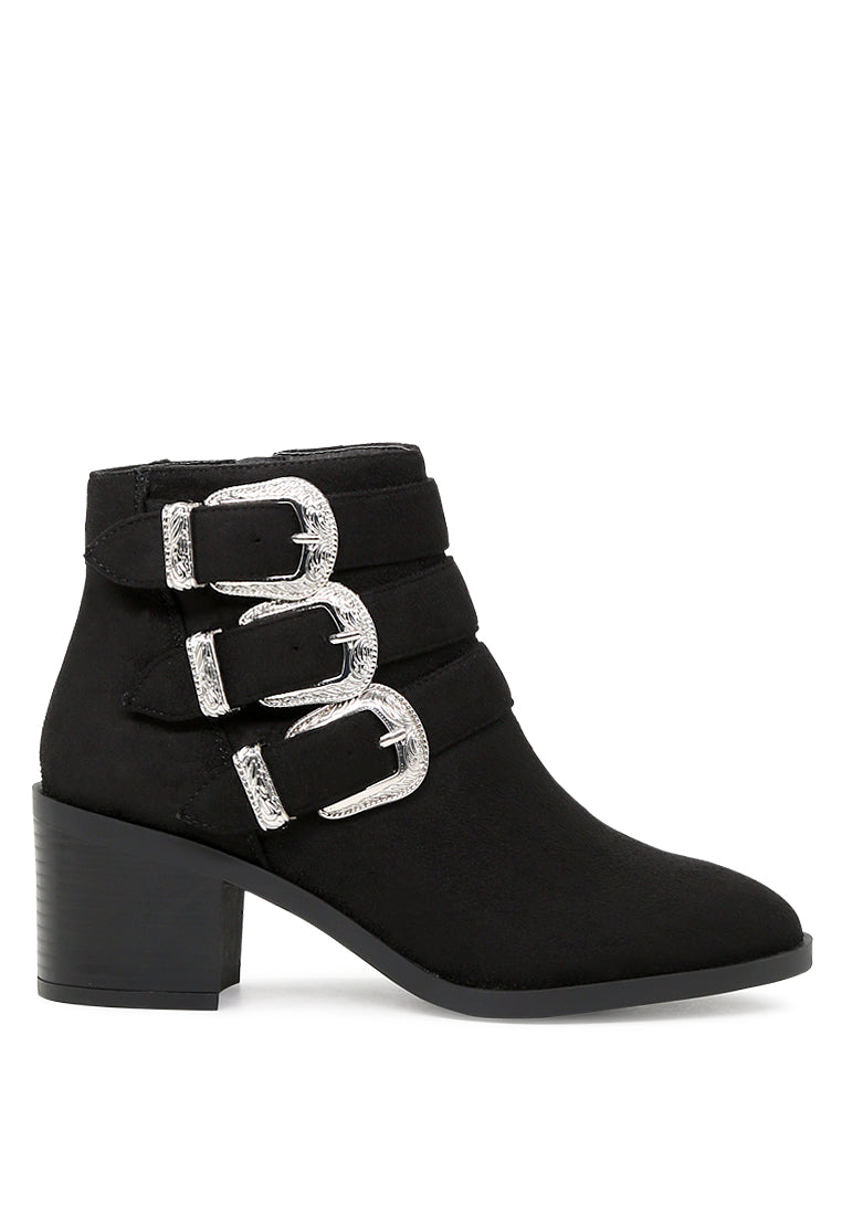 London Rag - Goth Big Buckle Ankle Boots - 1 COLOR -