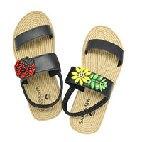 Thumbnail for SAND BY SAYA N.Y. - Ladybug and Daisy- Waterproof Espadrille Platform Wedge Sandals -Red and Yellow Embellished Motifs - 2 COLORS -