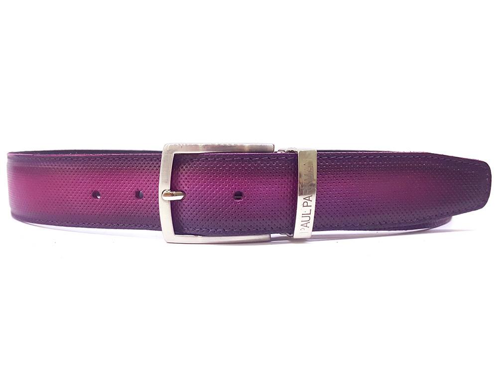 PAUL PARKMAN - Men's Perforated Leather Belt Purple -