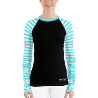 Thumbnail for FYC - Women's Reels and Reefs Striped Sea Skinz Performance Rash Guard UPF 40+ - 1 COLOR -