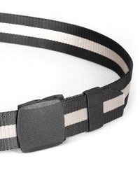 Thumbnail for Mens One Size Adjustable Strap Stripe Nylon Web Belt With Plastic Buckle  - 6 COLORS -