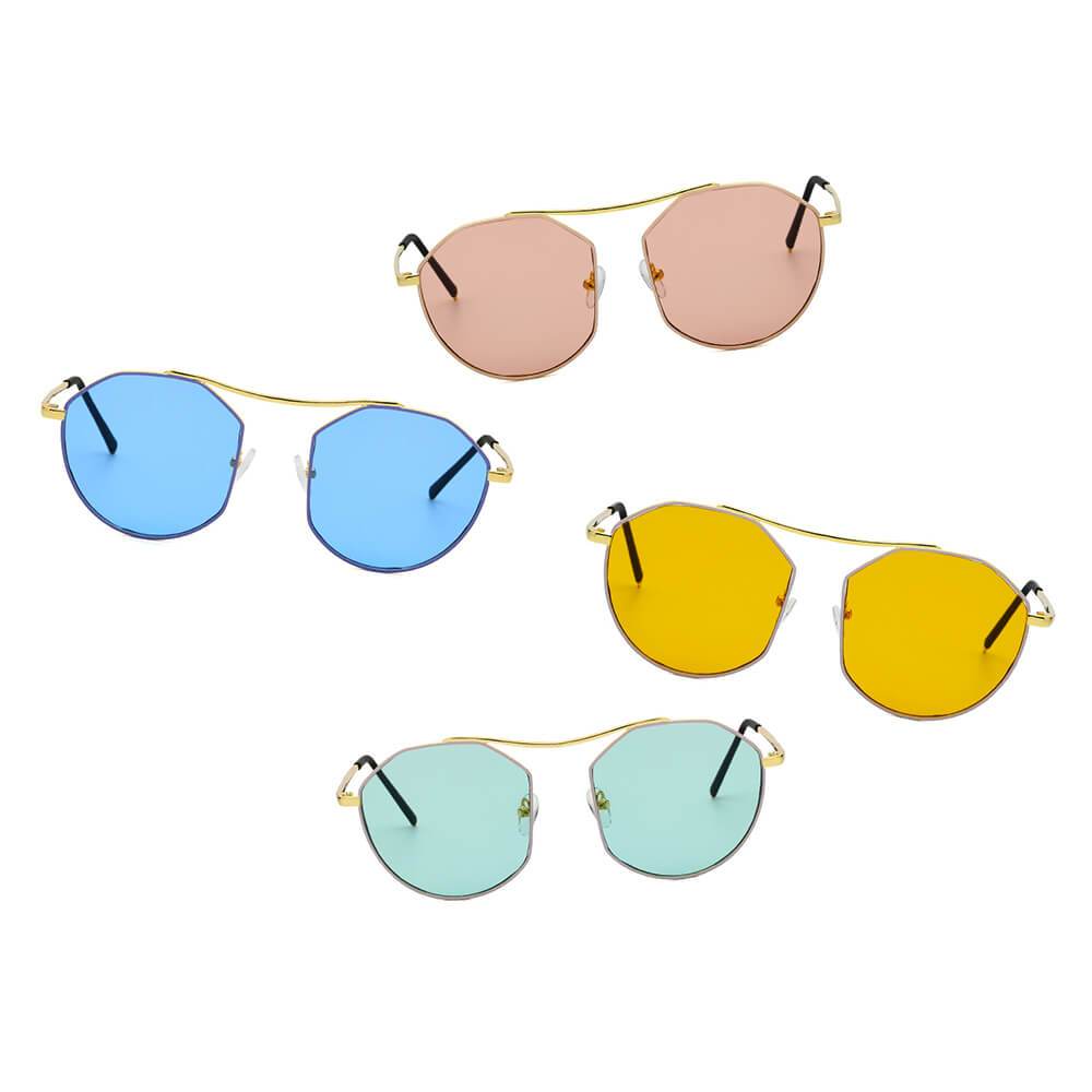 Choctaw | S2035 - Women Round Tinted Flat Lens Spectacles Opticals Sunglasses Circle - 4 COLORS -