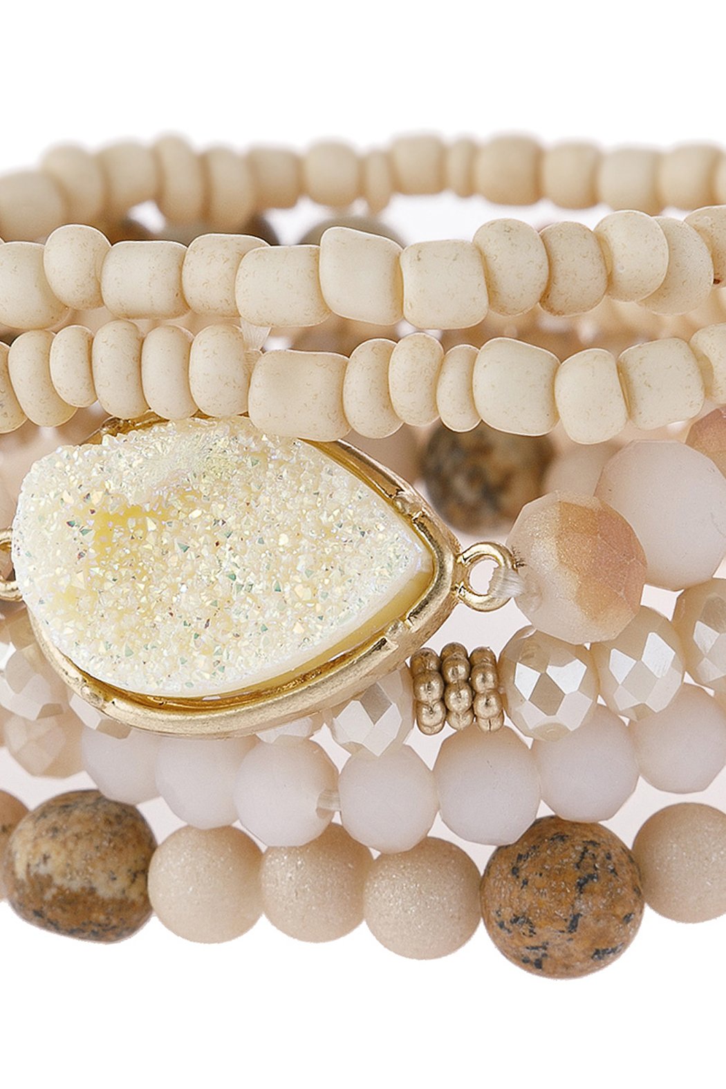 Teardrop Druzy Mixed Beads Bracelet - 8 COLORS -