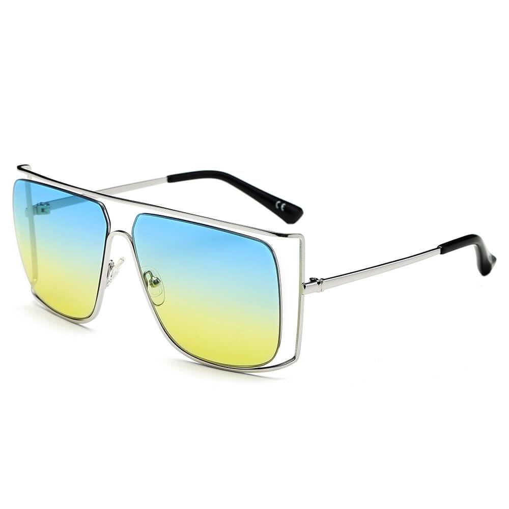 Hamel | CA01 - Women's Trendy Oversize Flat Top Metal Frame Sunglasses - 5 COLORS -