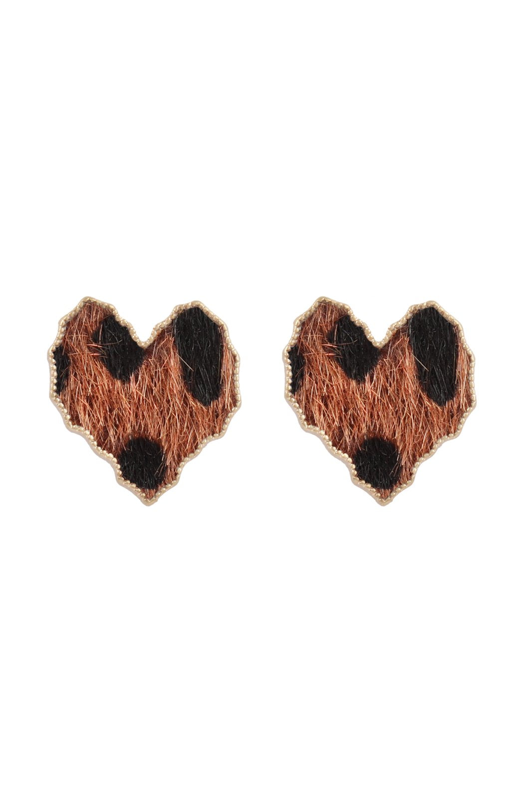 Heart Leopard Leather Post Earrings - 3 COLORS -