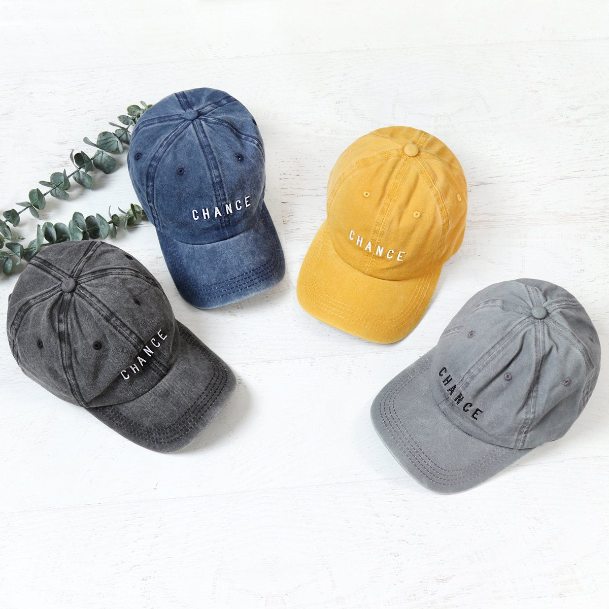 Riah Fashion - "Chance" Embroidered Acid Washed Cap- 5 COLORS