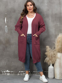 Thumbnail for Plus Size Only Long Sleeve Pocketed Cardigan - T - 9 COLORS -