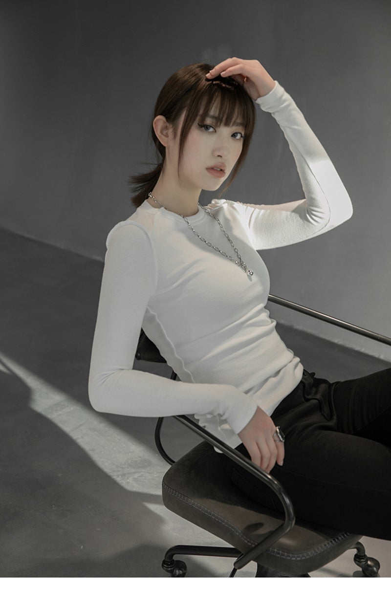 Hoshiko O-Neck Long Sleeve Shirt - White - 1 COLOR -