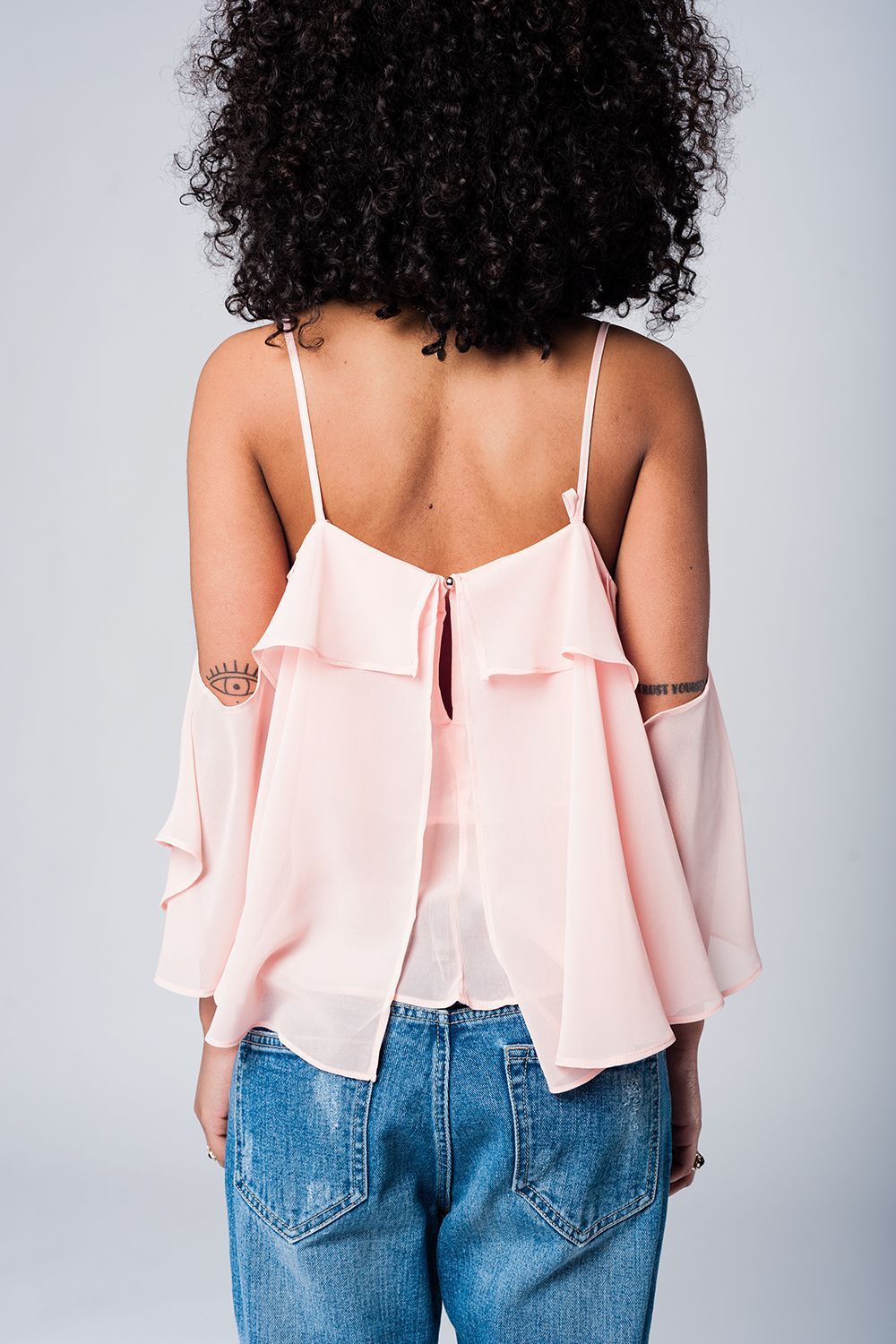 Q2 - Light Pink Cold Shoulder Top - 1 COLOR -