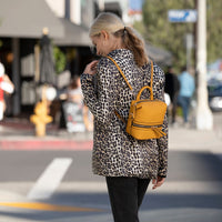 Thumbnail for Ashley Small Yellow Leather Backpack -