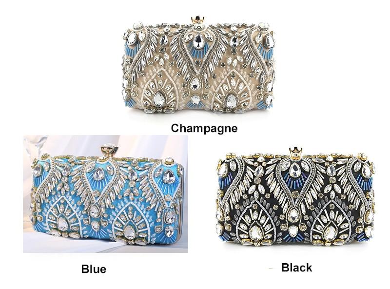 Sharon Tatem - Clutch Handbag Luxury Diamond Rhinestone Clutch Bags - Exquisite Clutches Pearls Beaded Chain Handbags Wedding Purse - 3 (1) SIDE COLORS -