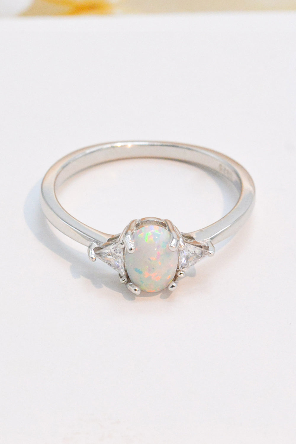 Contrast 925 Sterling Silver Opal Ring - T - SIZES 6 THRU 9 - 4 COLORS -