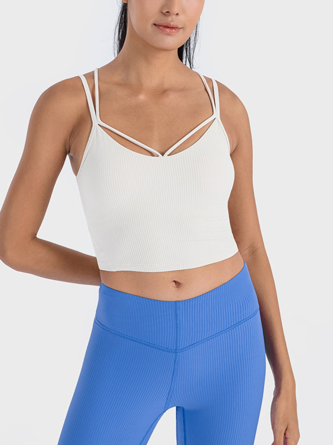 Double Strap Ribbed Sports Cami - T - 4 COLORS -