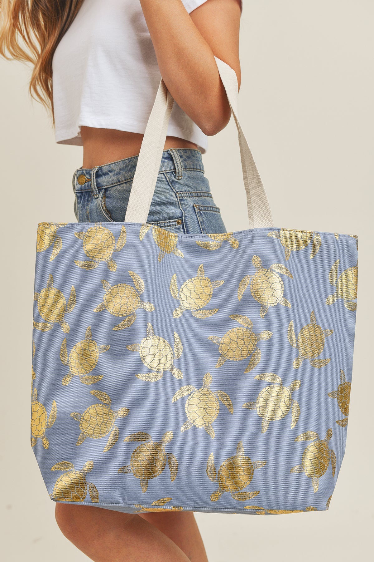 Riah Fashion - Gold Foil Turtle Tote Bag - 8 COLORS -