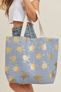 Thumbnail for Riah Fashion - Gold Foil Turtle Tote Bag - 8 COLORS -