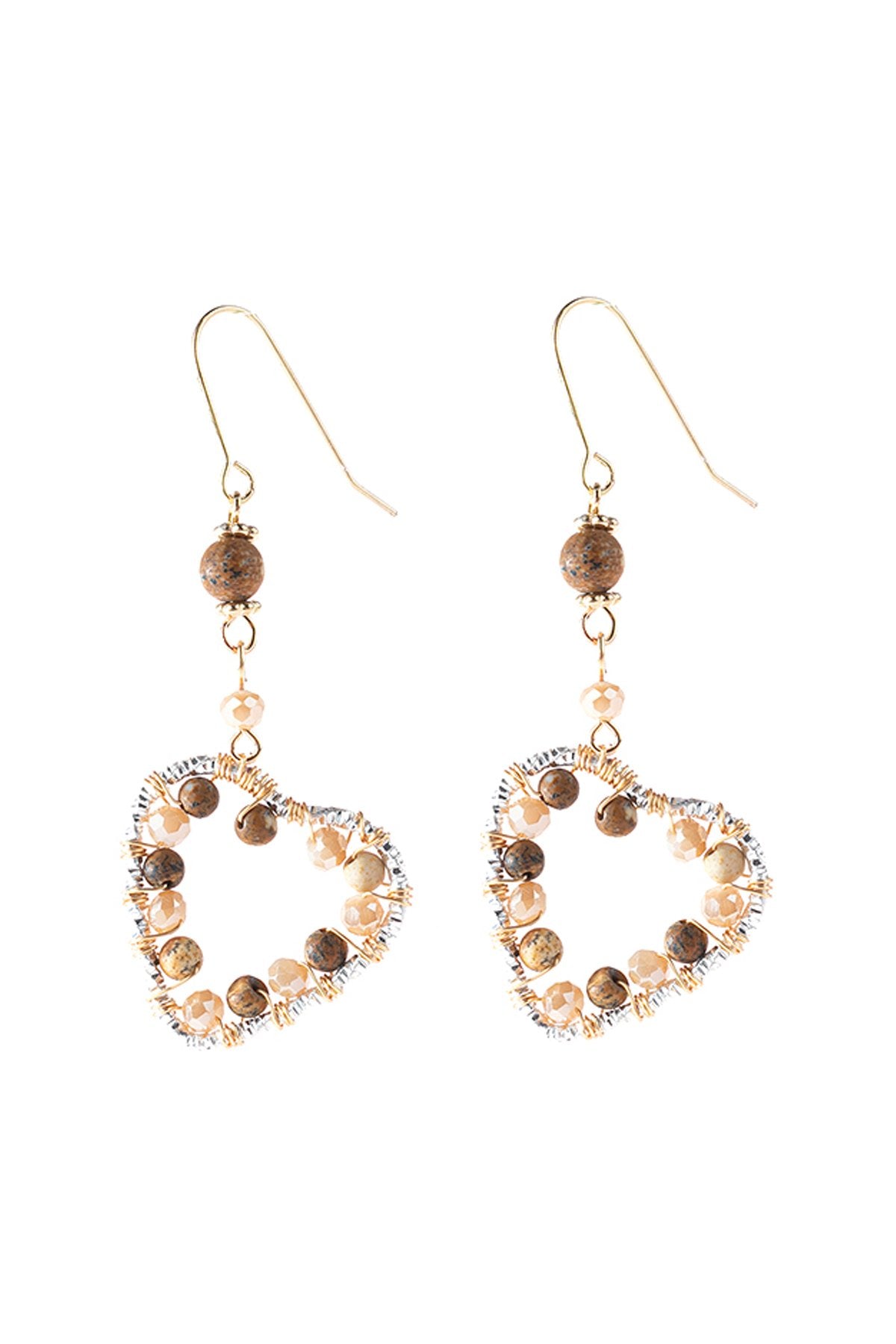 Heart Beaded Drop Earrings - 5 COLORS -