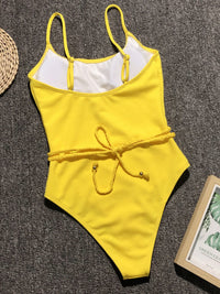 Thumbnail for Ribbed Tie Waist One-Piece Swimsuit - T - 4 COLORS -