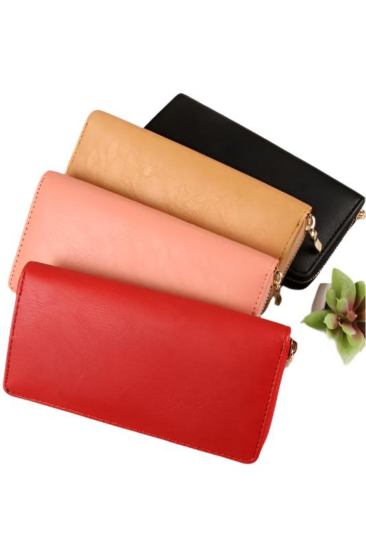 Riah Fashion - Classic Single Zipper Wallet - 13 COLORS -