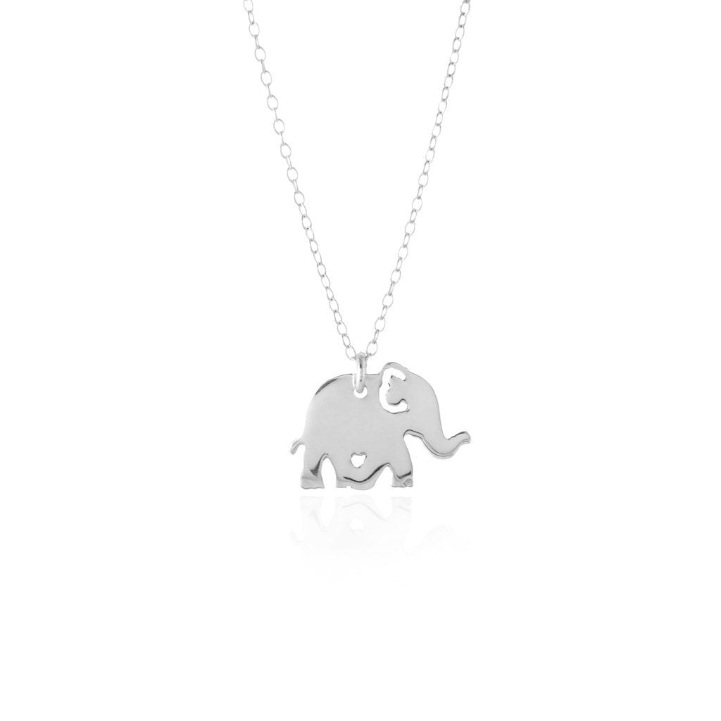 Sincerely Silver - Elephant Necklace - Solid Sterling Silver Jewelry -