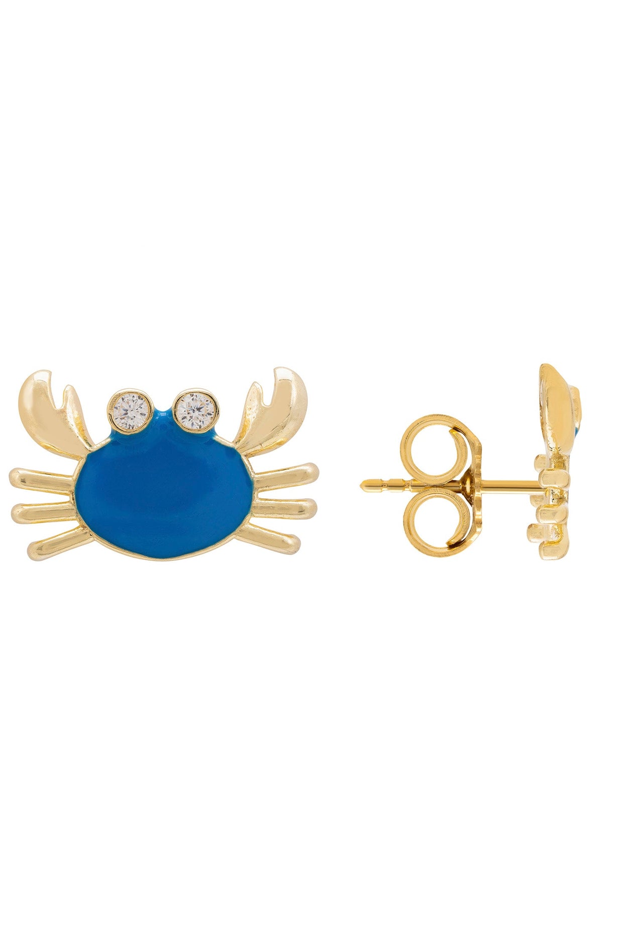 LATELITA - Feeling Crabby Turquoise Enamel Stud Earrings Gold -