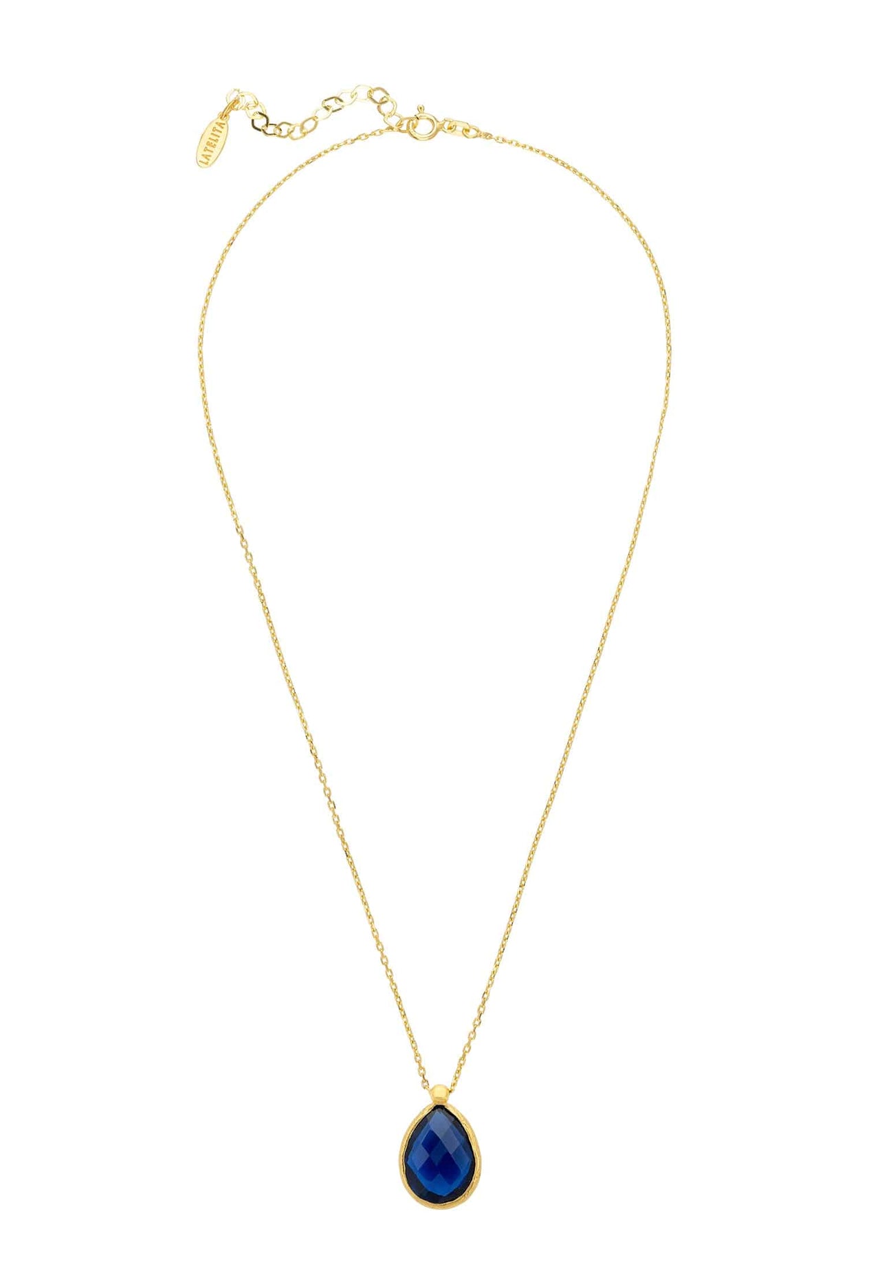 LATELITA - Petite Drop Necklace Gold Sapphire Hydro -