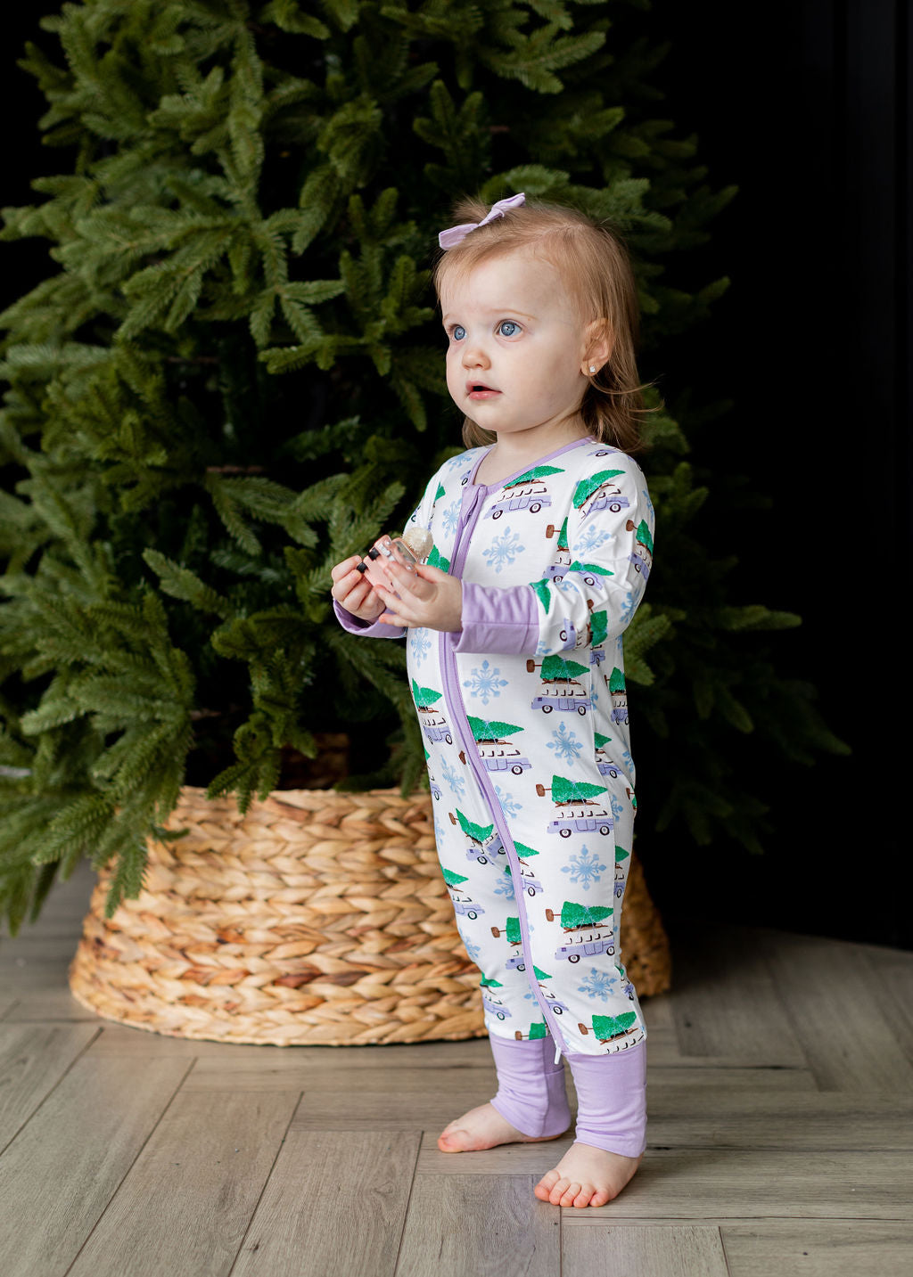 Eclipse Kids - Tree-Mendous Christmas - Purple - Long Sleeve Zipper Sleep Romper -