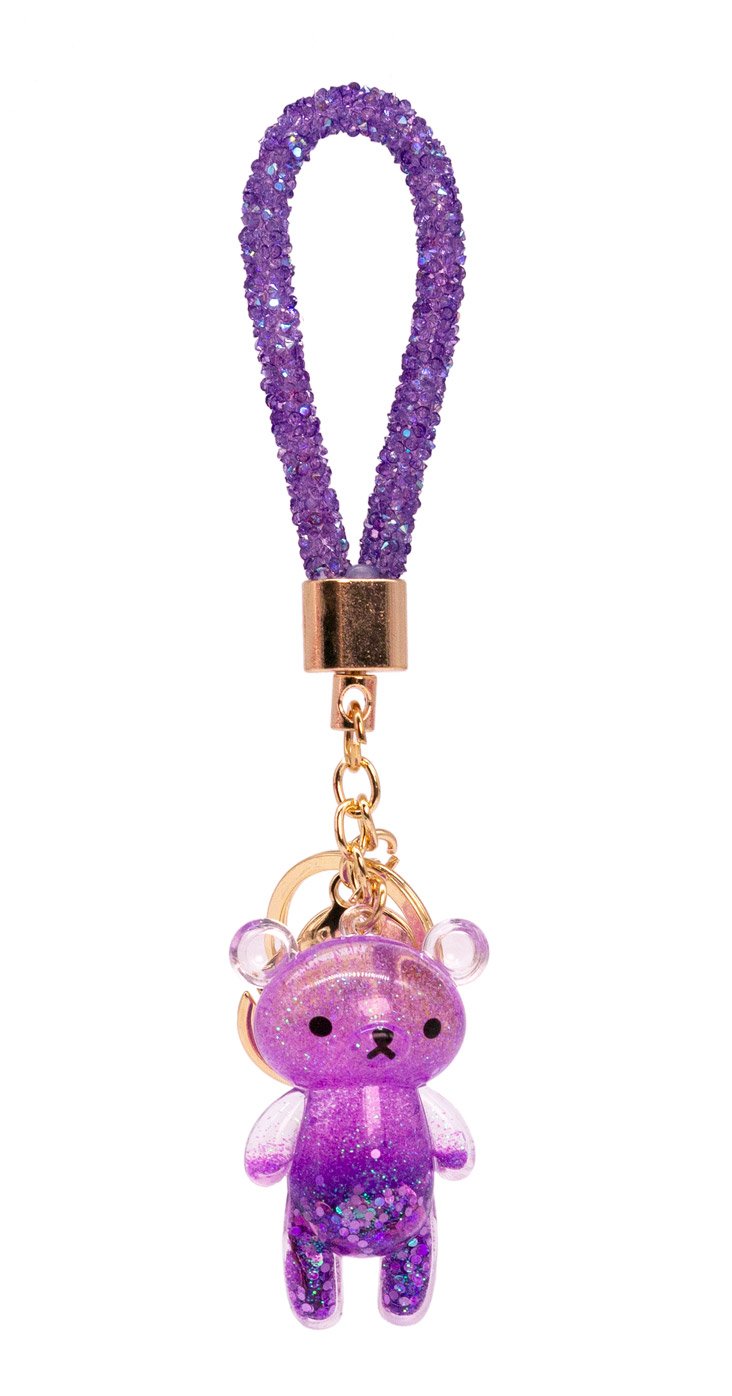 Glitter Bear Keychain - Purple -