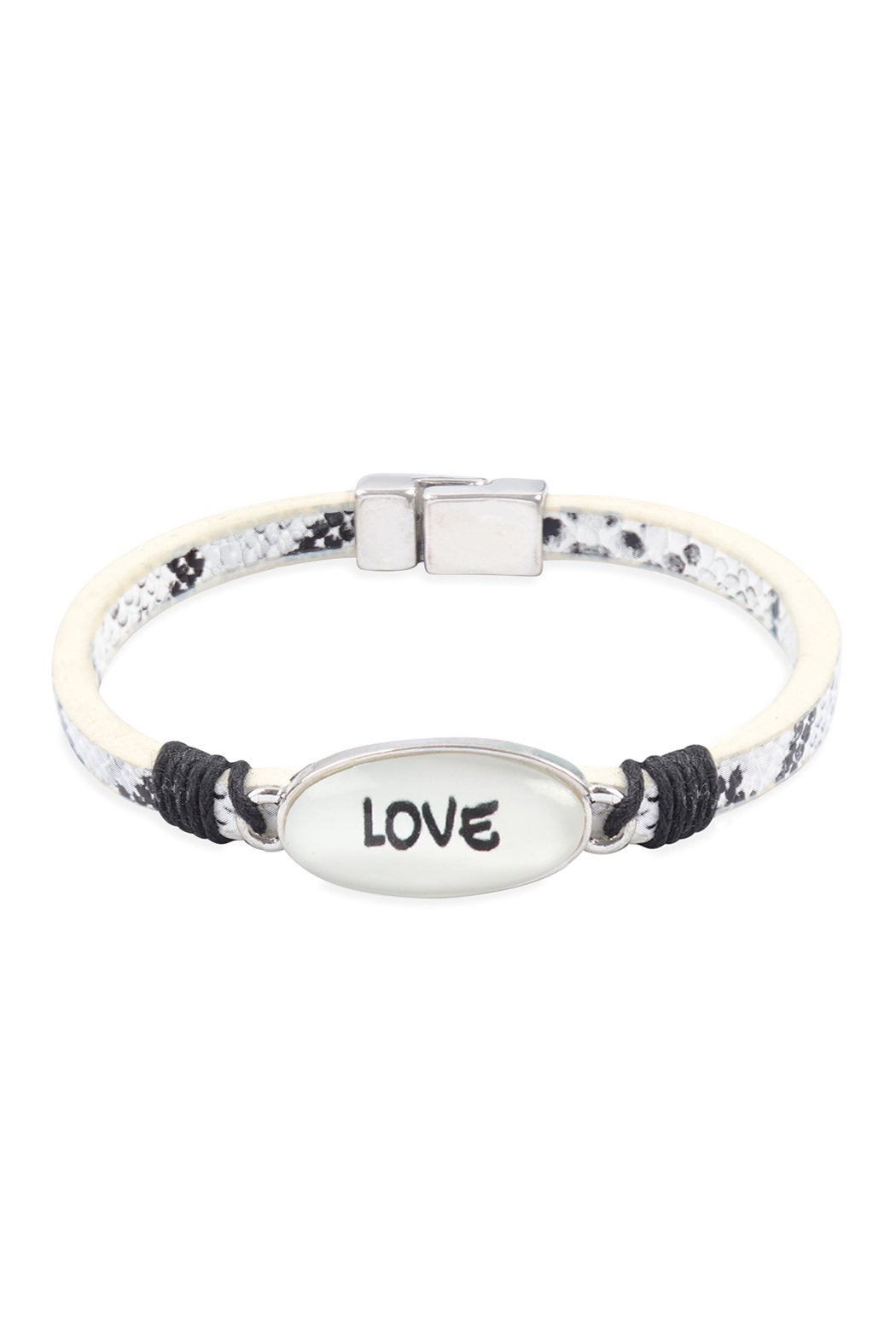 Riah Fashion - "Love" Animal Print Leather Magnet Bracelet - 4 COLORS -