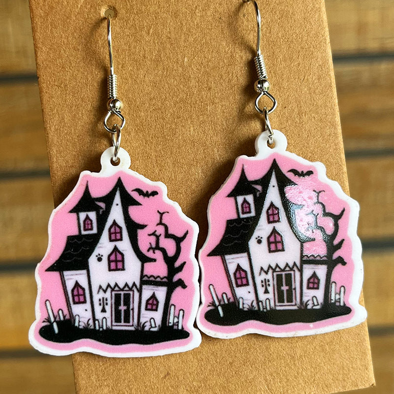 Halloween Theme Acrylic Dangle Earrings - T - 6 STYLES -