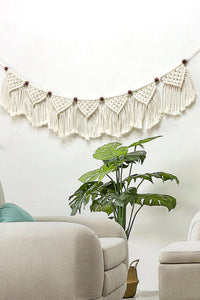 Thumbnail for Bead Trim Macrame Fringe Wall Hanging 43.3