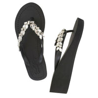 Thumbnail for SAND BY SAYA N.Y. - Greenwich - Rhinestone Mid Wedge Flip Flops - 2 COLORS -