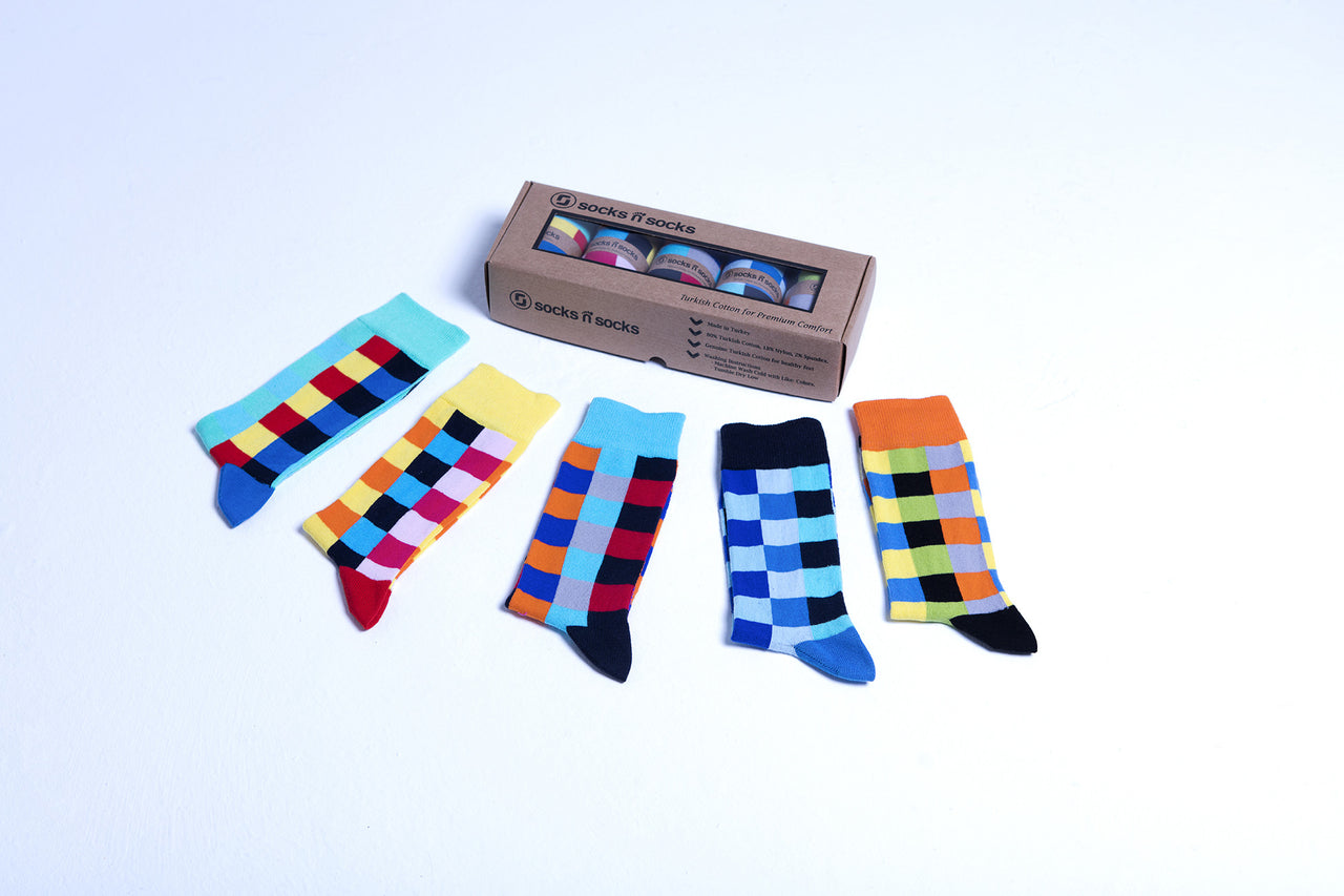 Men's Traditional Blocks Socks - 5 PACK -