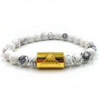 Thumbnail for Rocky - White Howlite & Gold Gemstone Beaded Bracelet -