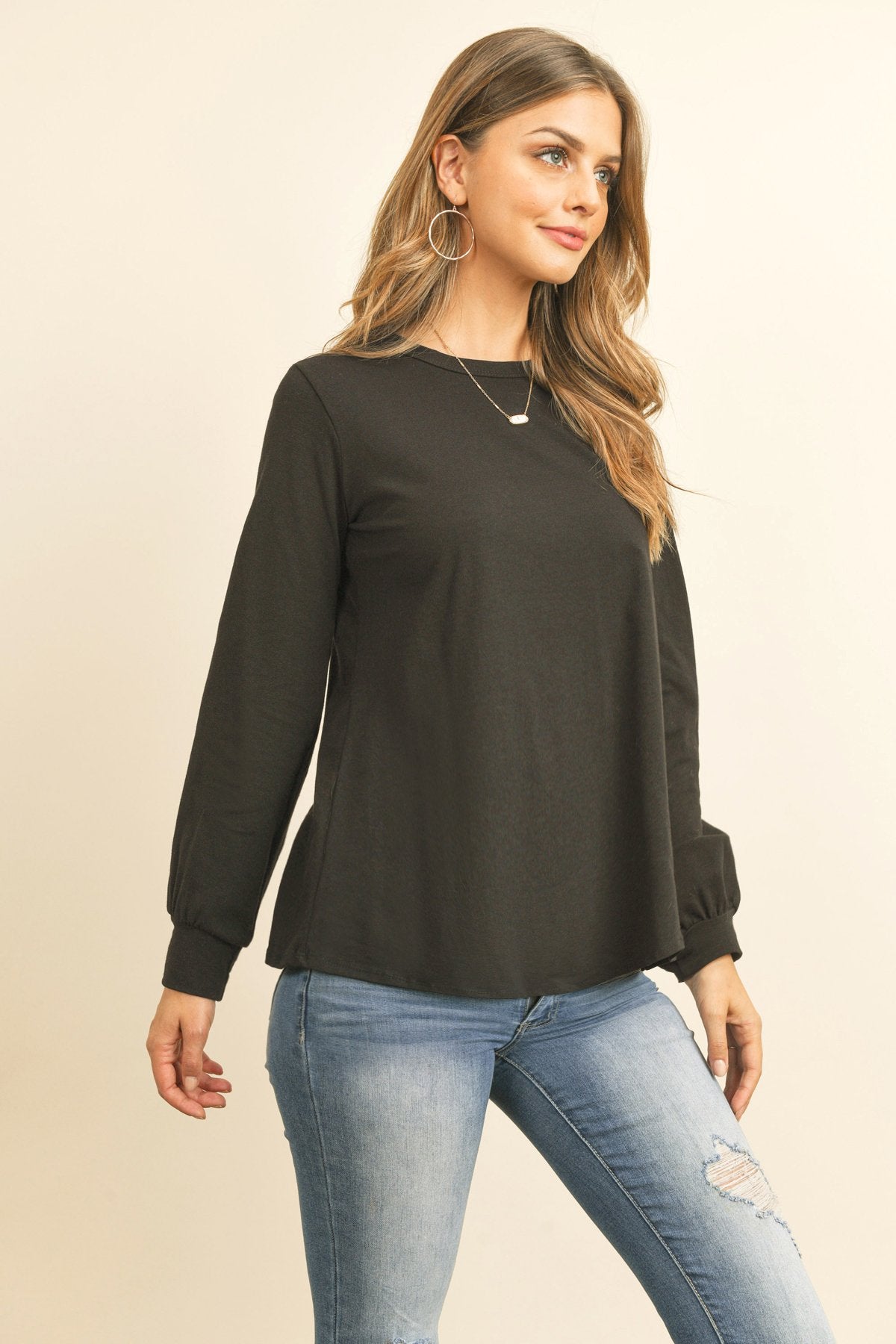 Riah Fashion - Long Sleeve Round Neck Solid Top - 18 COLORS -