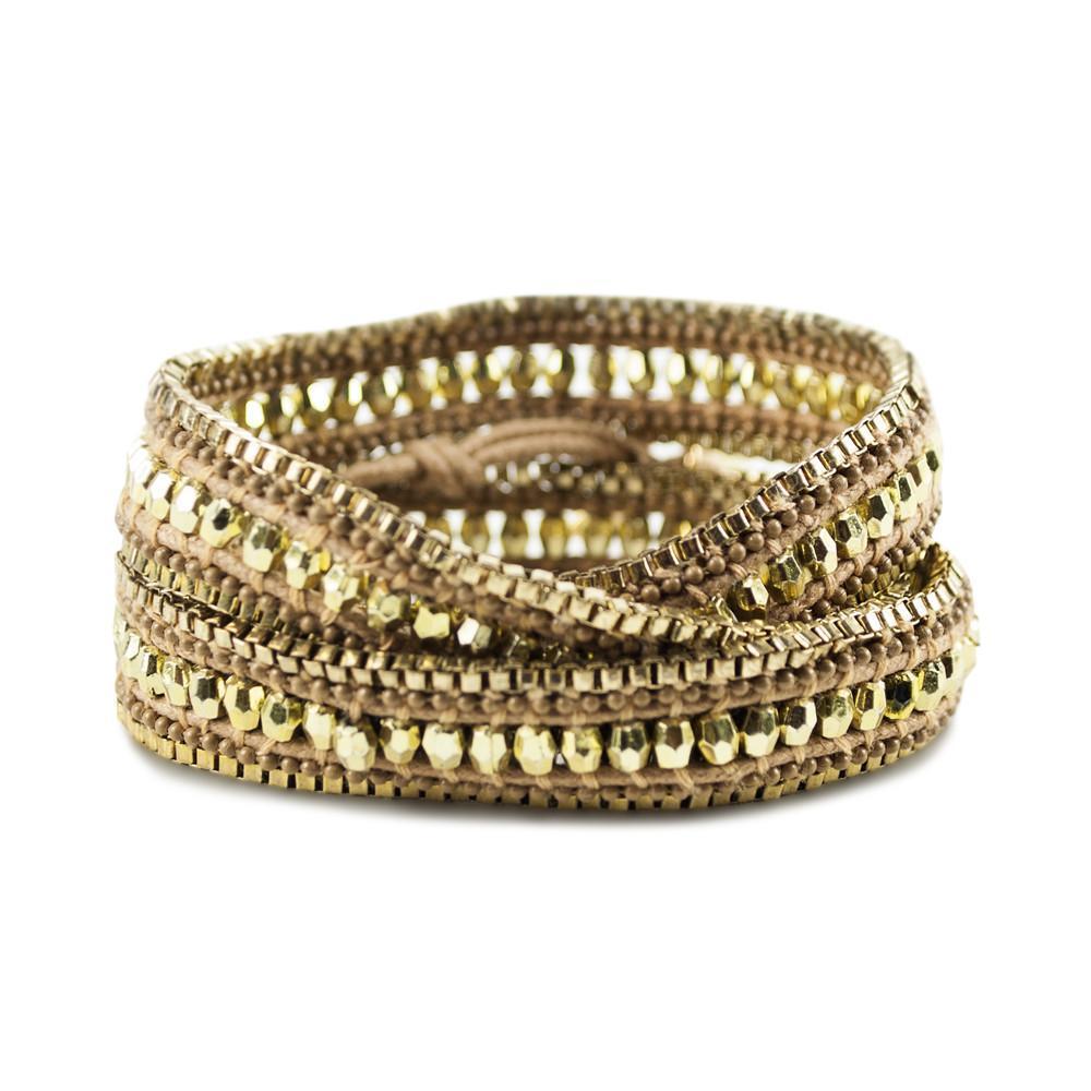 ClaudiaG - Double Looped Bling Bracelet- Gold -