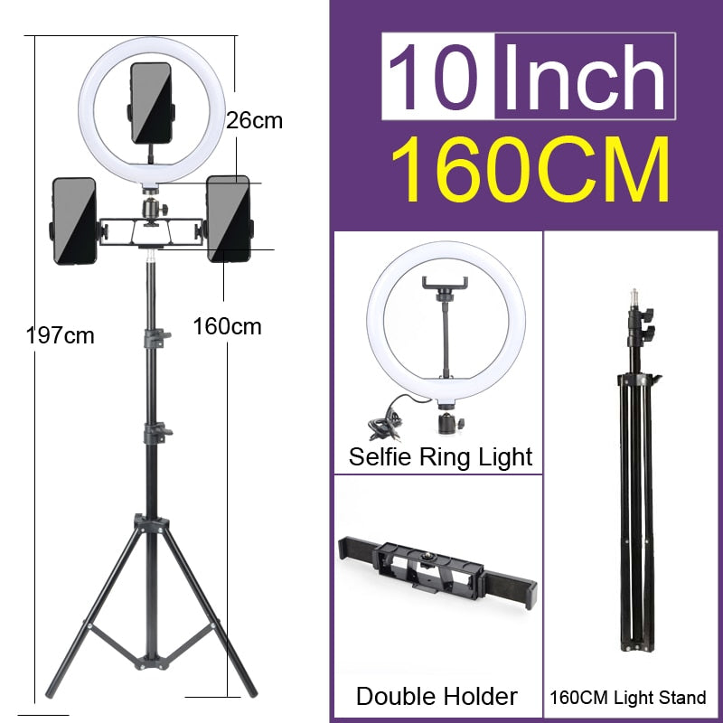 Ringlight for Makeup - Ring Light - LED Selfie Stand - Tripod - Dimmable - YouTube Lamp Photo Video Camera Phone stand - [23 DAY DELIVERY] -  14 SIZES -