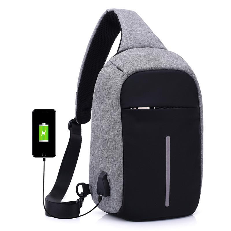 External USB Charging & Ear bud securing Incline Shoulder Bag - 3 COLORS -