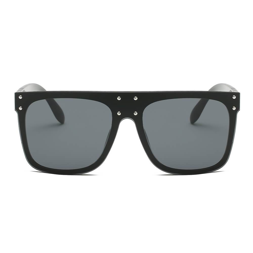 Akron | S2060 - Flat Top Oversize Mirrored Square Sunglasses Circle - 4 COLORS -