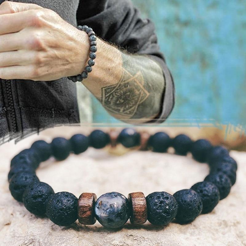 Men's Bracelet Natural Moonstone Bead Tibetan Buddha Bracelet Chakra Lava Stone Diffuser Bracelets -