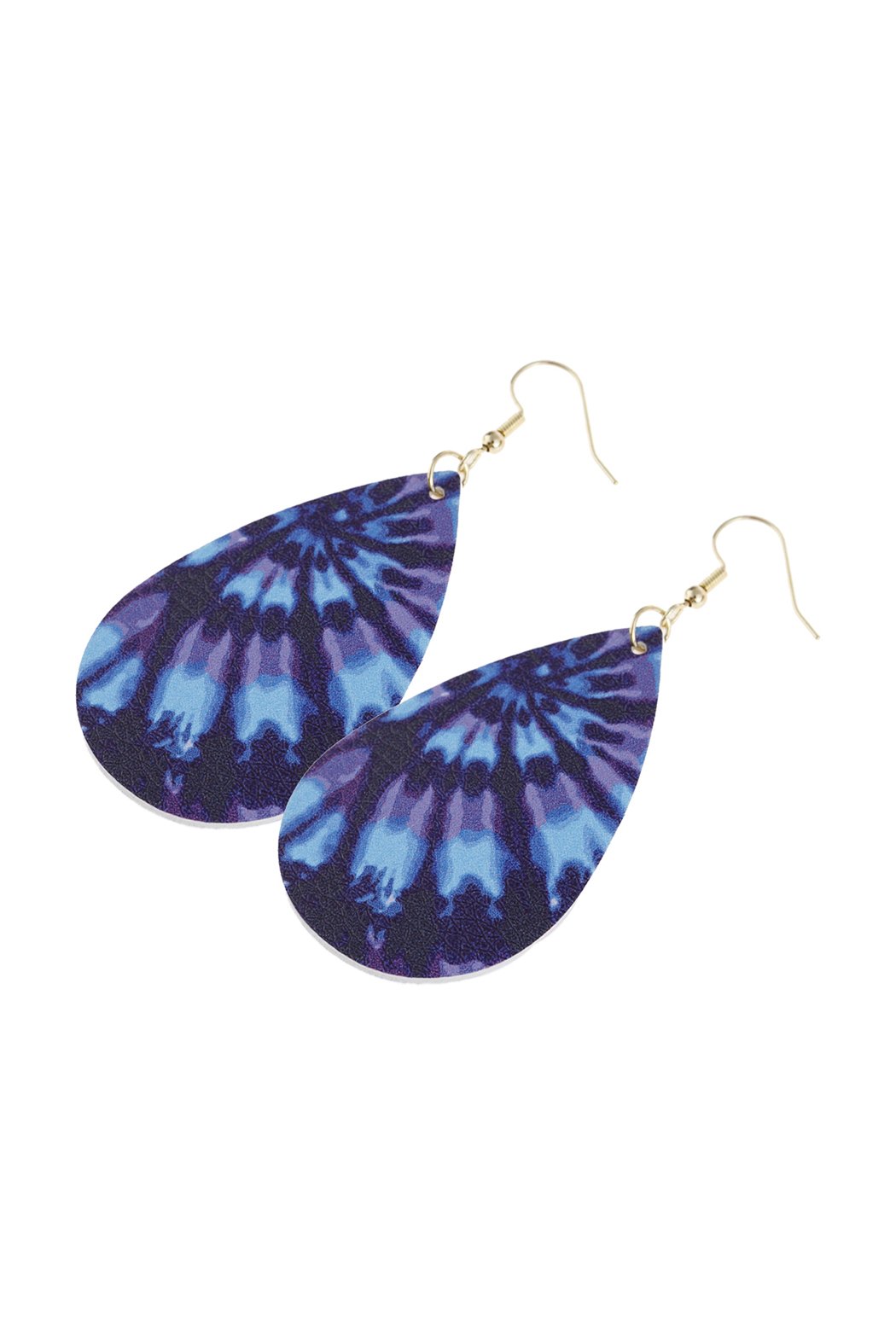 Multicolor Abstract Leather Printed Teardrop Hook Earrings - 4 COLORS -