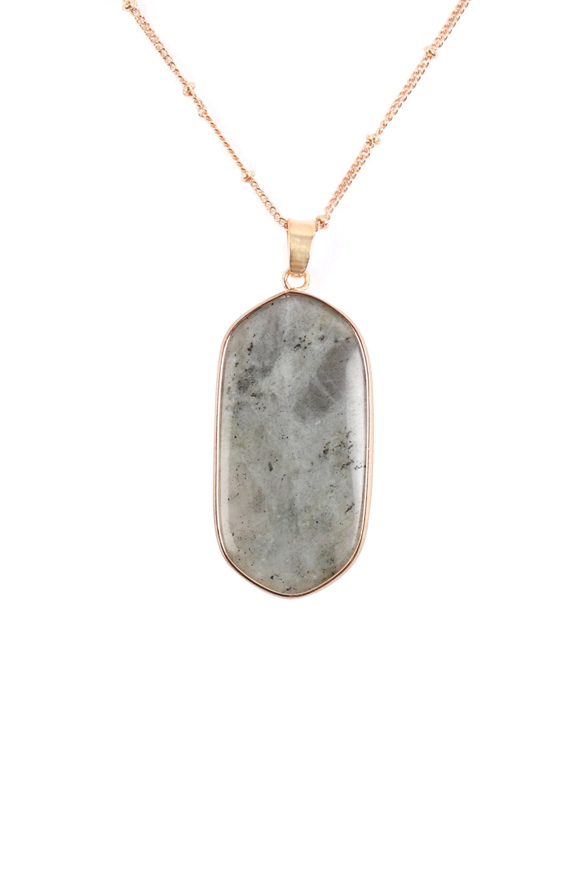 Stone Pendant Charm Necklace - 8 COLORS -