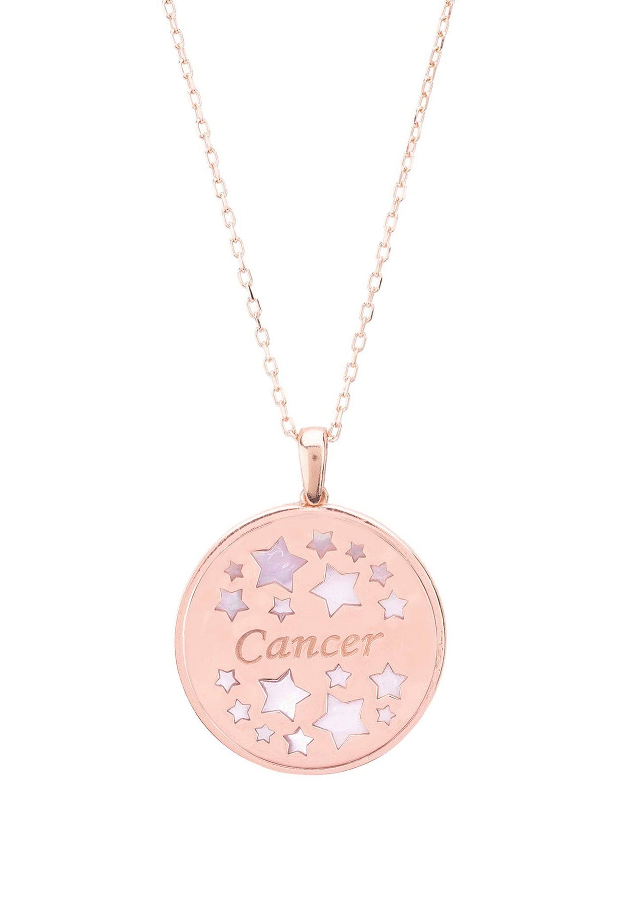 Zodiac Mother of Pearl Gemstone Star Constellation Pendant Necklace Cancer -