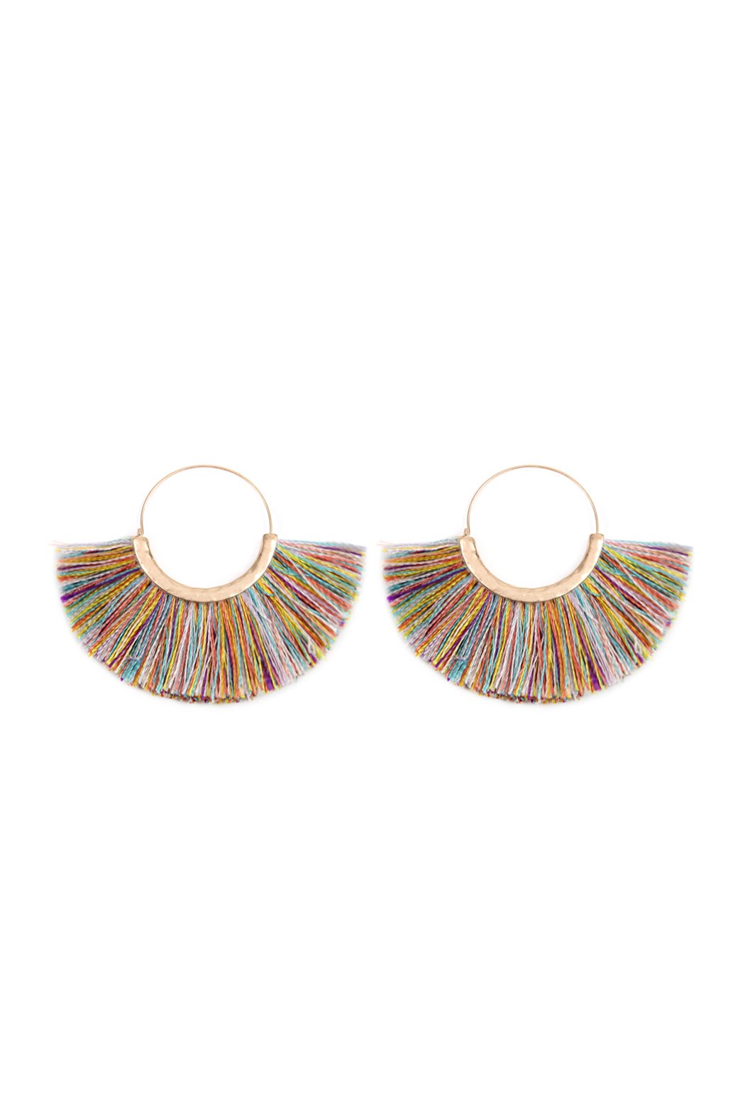 Tassel Fan Hoop Earrings - 15 COLORS -