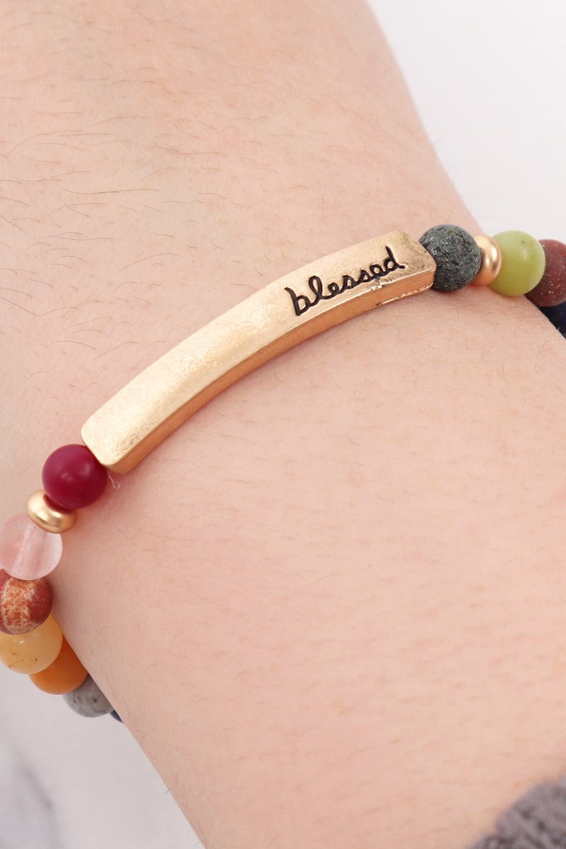 "Blessed" Charm Beads Braclet - 2 COLOR VARIATIONS -